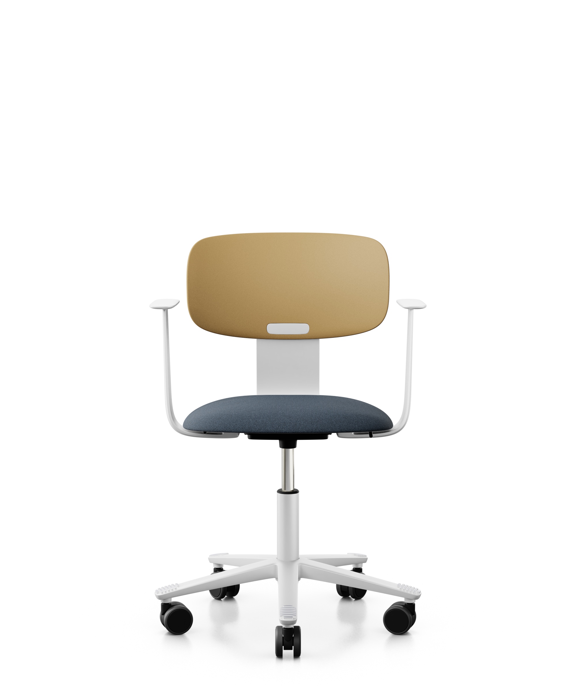Arbeitsstuhl-Tion-Sitz-gepolstert-ocker-weiss-dunkelblau-bmsofort-1 Homeofficestuhl Tion Sitz gepolstert