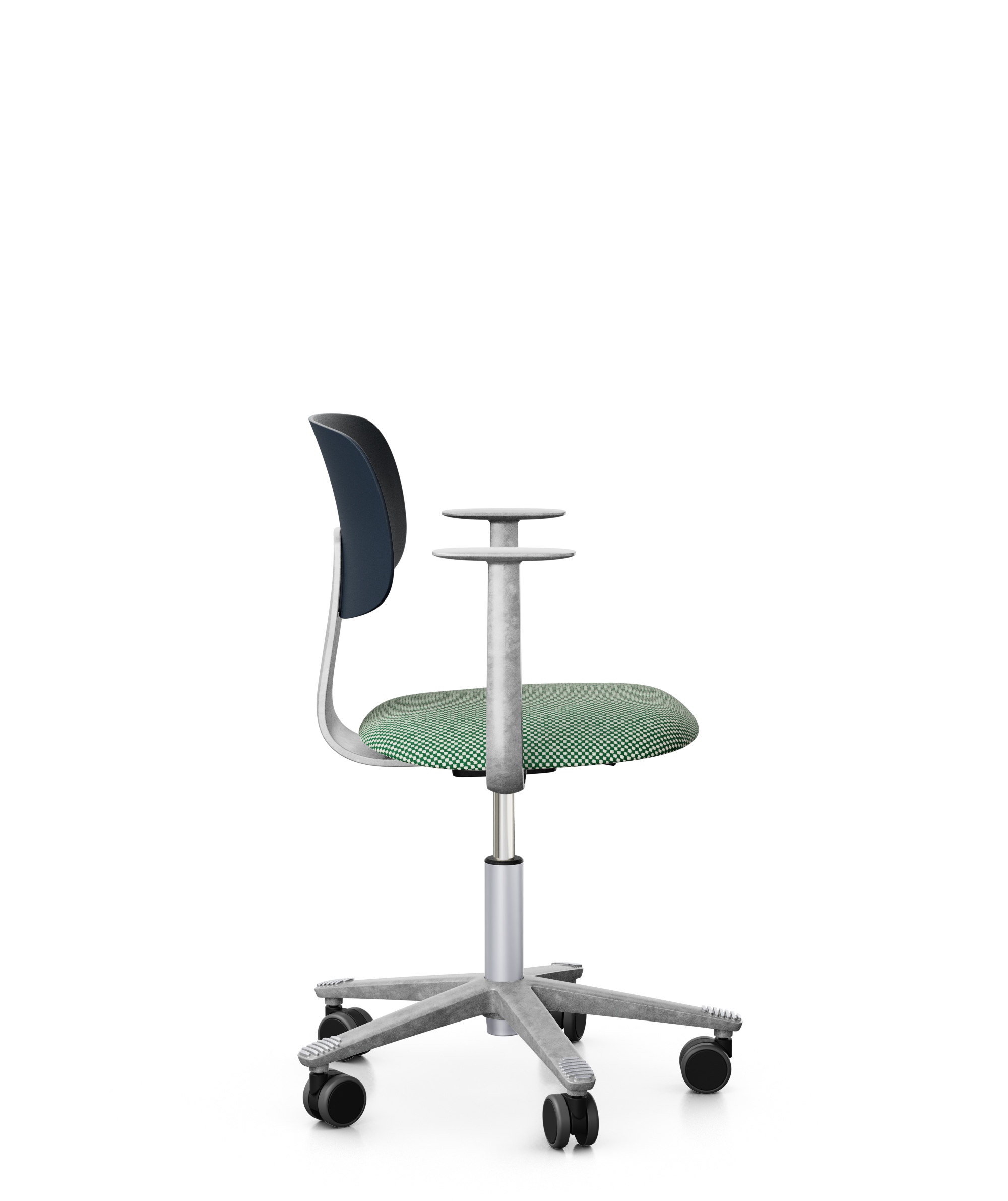 Arbeitsstuhl-Tion-Sitz-gepolstert-dunkelblau-getrommelt-grün-weiss-bmsofort-2 Homeofficestuhl Tion Sitz gepolstert