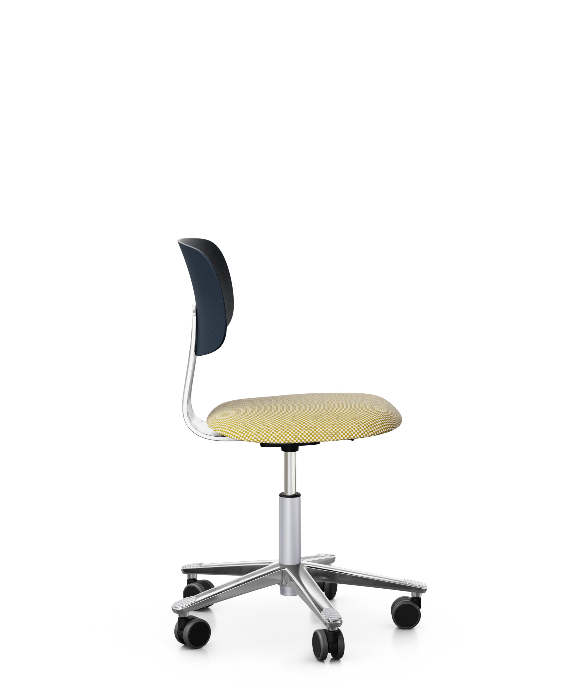 Arbeitsstuhl-Tion-Sitz-gepolstert-dunkelblau-poliert-gelb-weiss-bmsofort-2 Homeofficestuhl Tion Sitz gepolstert