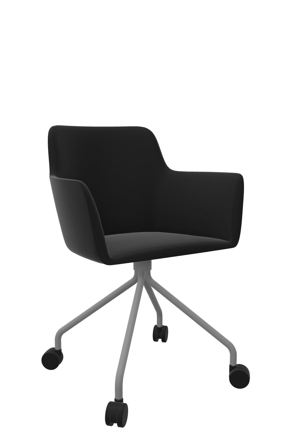 Besucherstuhl-Lucca-auf-Rollen-schwarz-alufarben-bmsofort-1 Objektstuhl Lucca