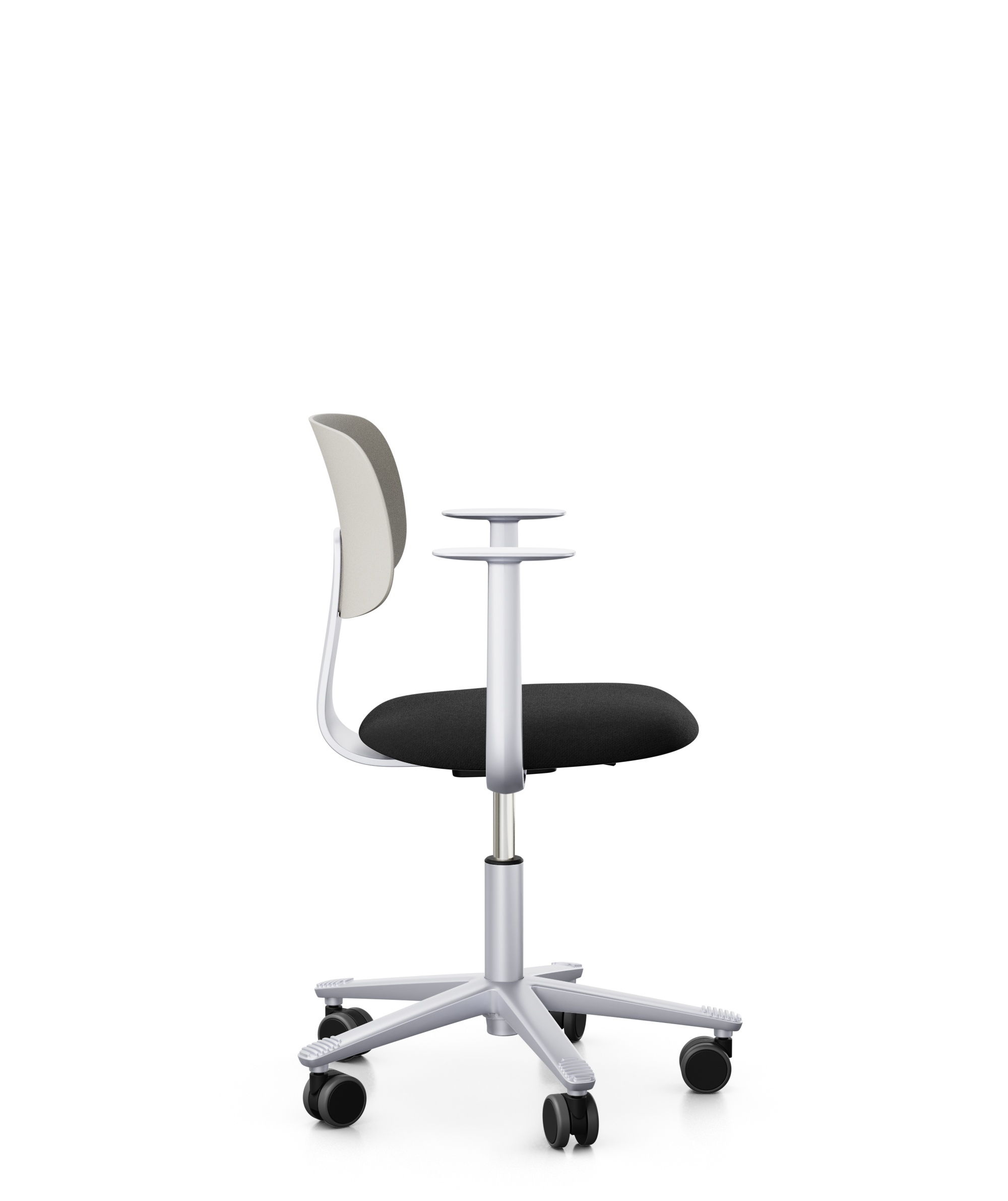 Arbeitsstuhl-Tion-Sitz-gepolstert-hellgrau-alufarben-schwarz-bmsofort-2 Homeofficestuhl Tion Sitz gepolstert