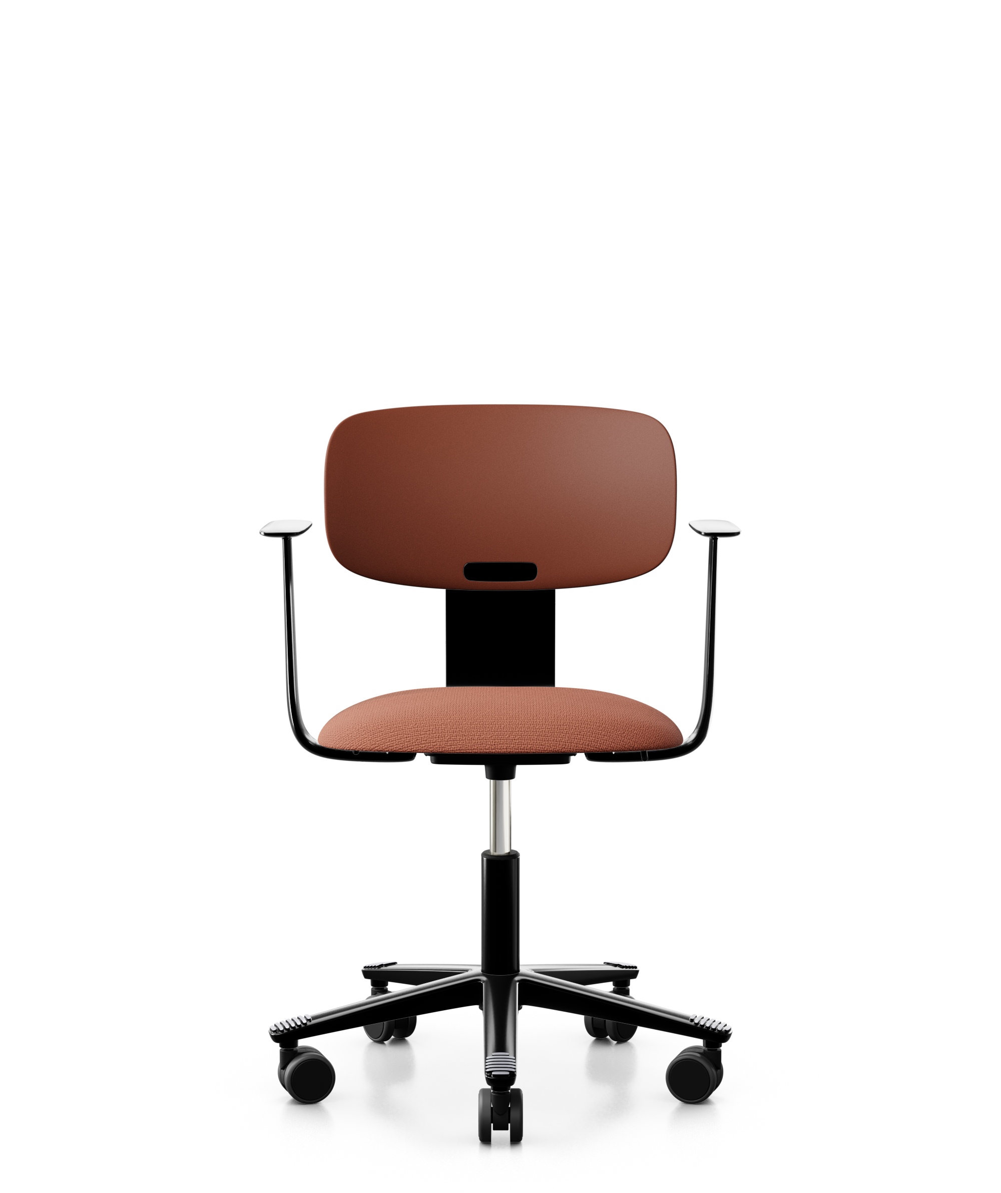 Arbeitsstuhl-Tion-Sitz-gepolstert-kastanie-schwarz-ziegelrot-bmsofort-1 Homeofficestuhl Tion Sitz gepolstert