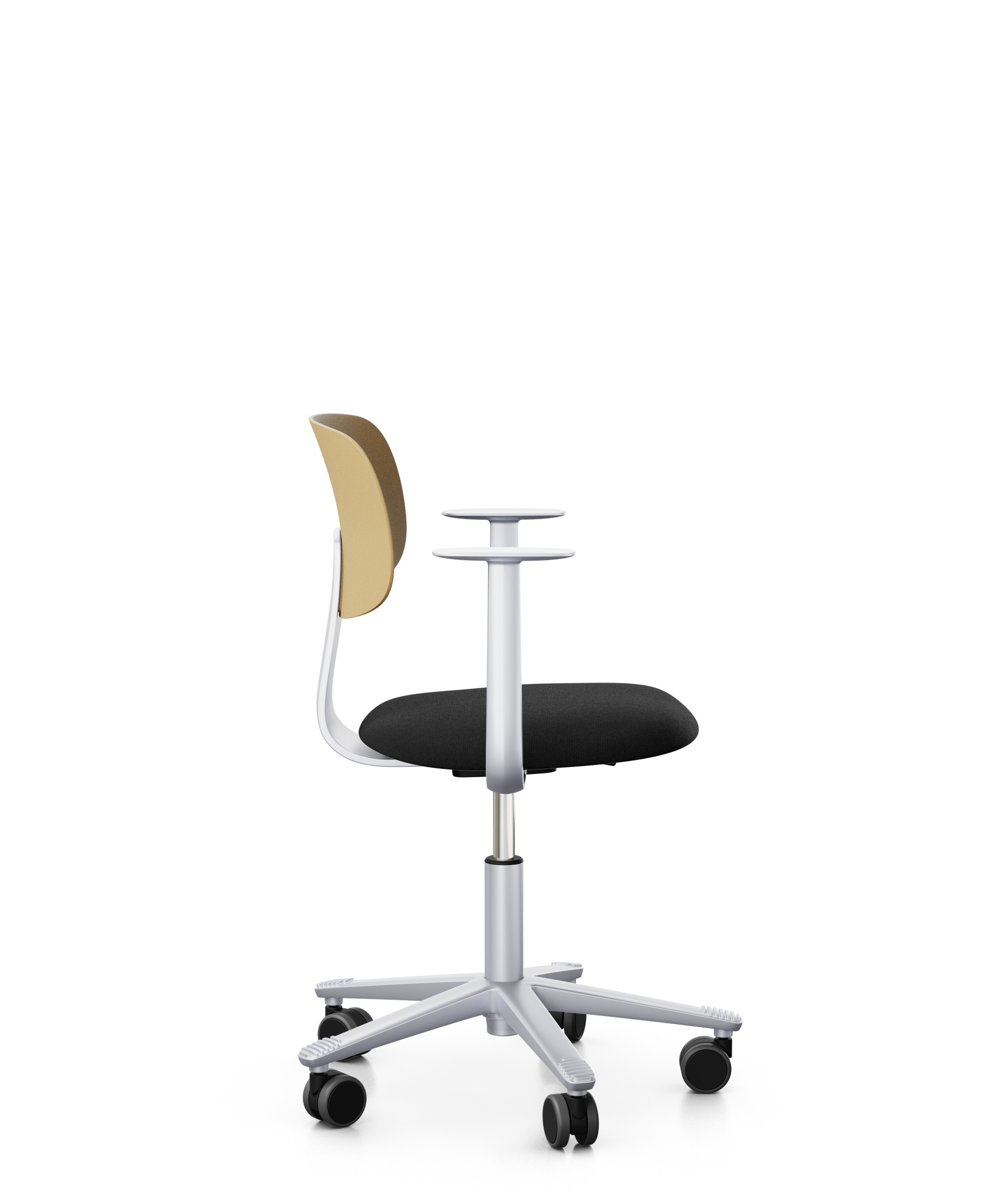 Arbeitsstuhl-Tion-Sitz-gepolstert-ocker-alufarben-schwarz-bmsofort-2 Homeofficestuhl Tion Sitz gepolstert