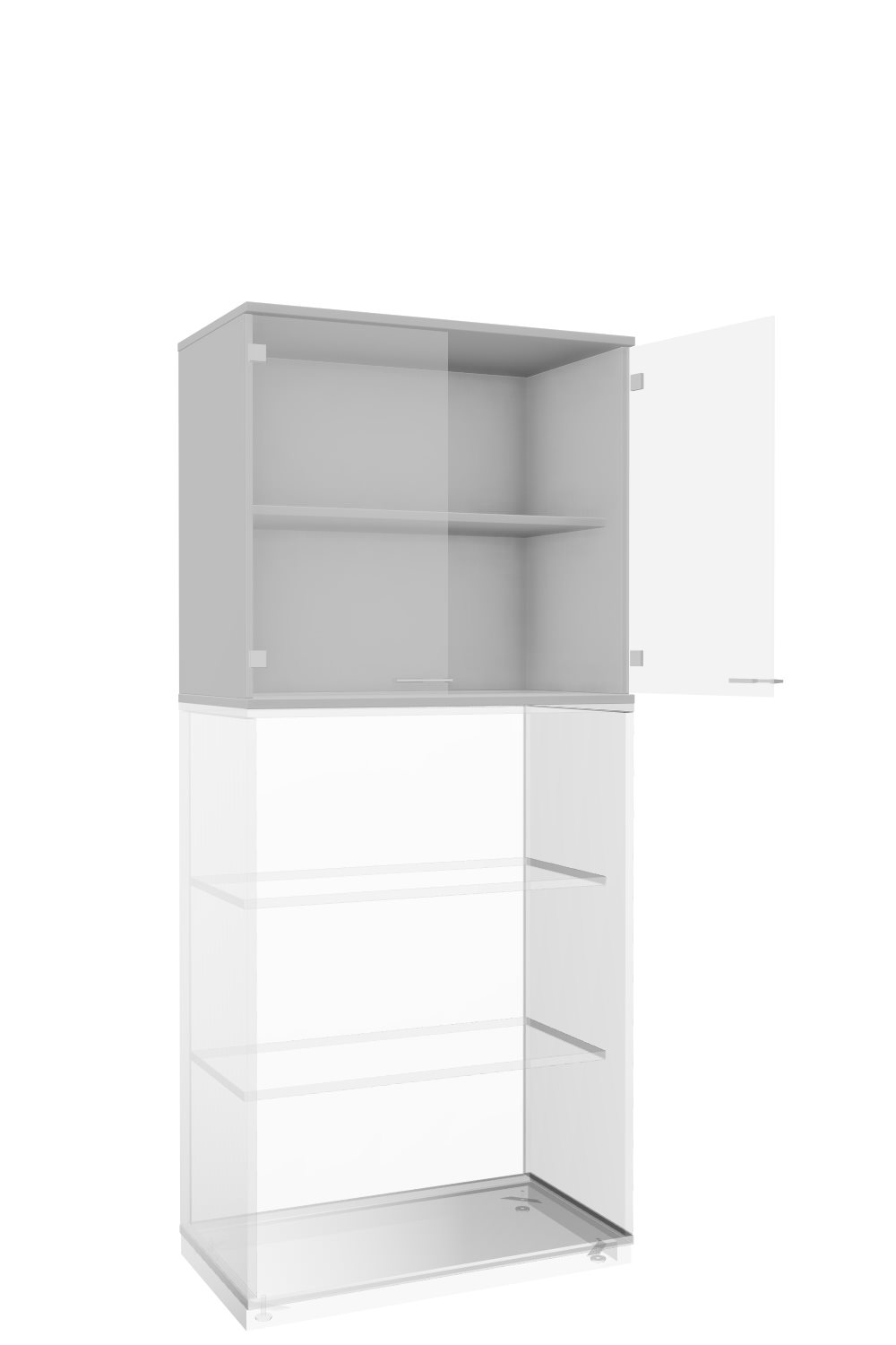 Glasaufsatzschrank-Oviedo-2-OH-Grau-bmsofort-2 Oviedo Vitrinenschrank