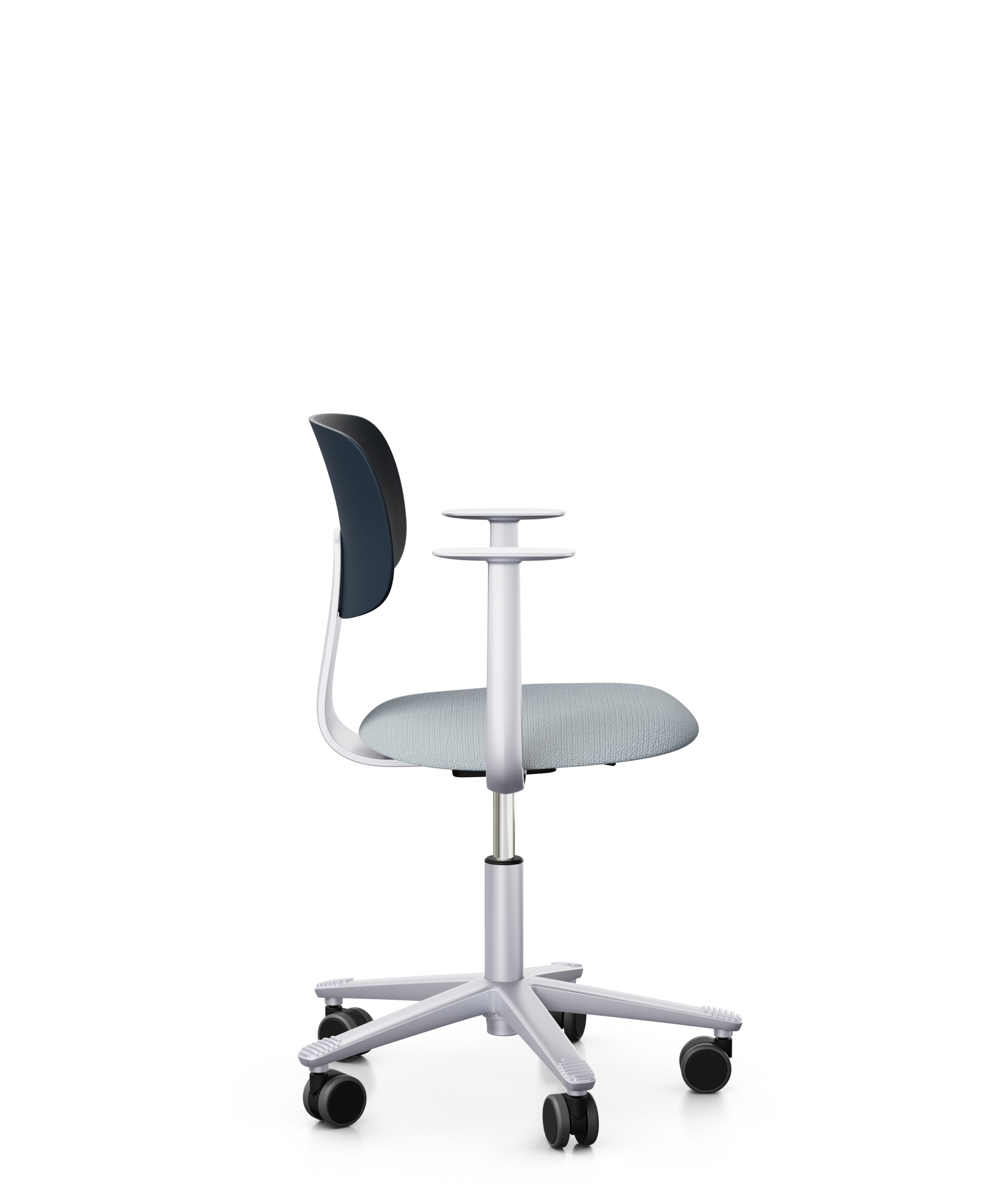 Arbeitsstuhl-Tion-Sitz-gepolstert-dunkelblau-silber-hellgrau-bmsofort-1 Homeofficestuhl Tion Sitz gepolstert