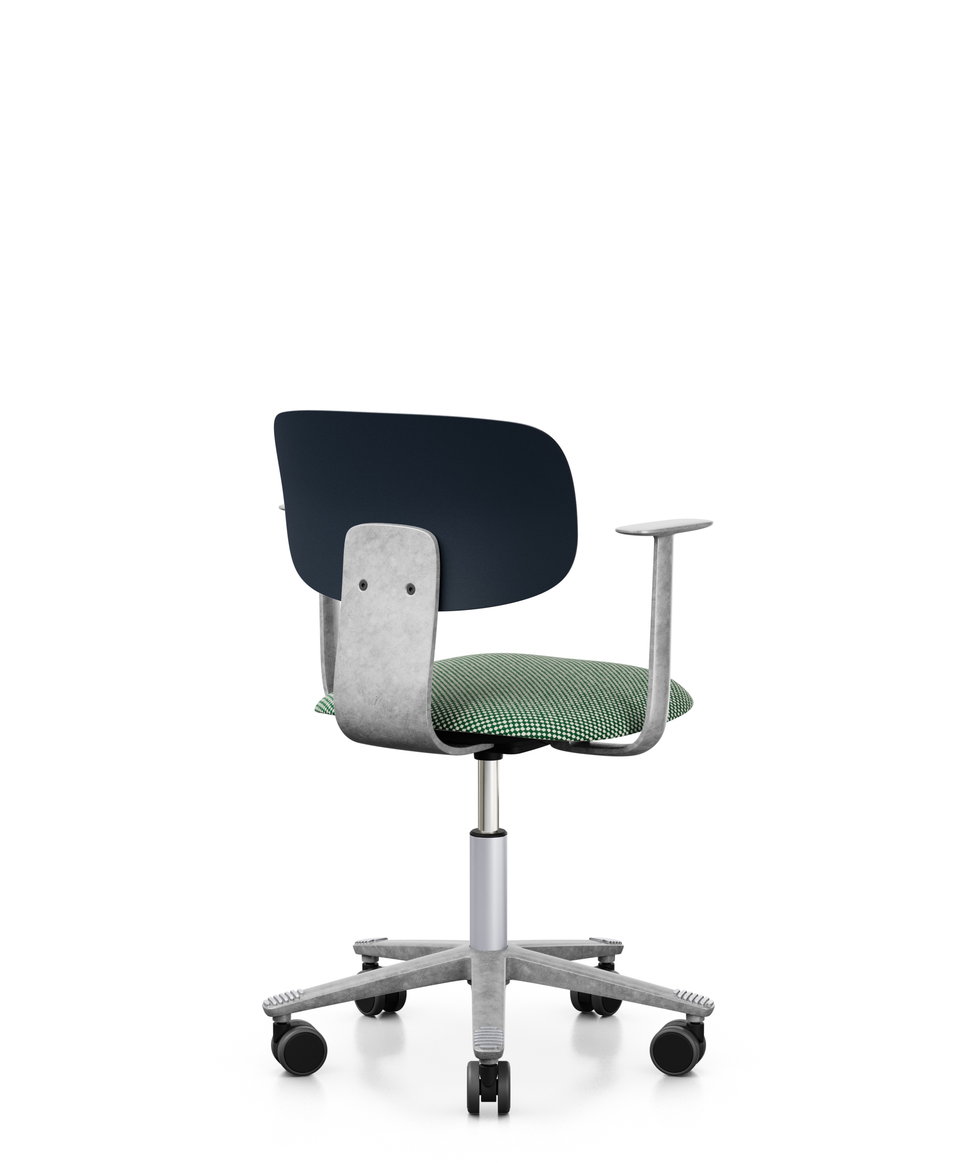 Arbeitsstuhl-Tion-Sitz-gepolstert-dunkelblau-getrommelt-grün-weiss-bmsofort-3 Homeofficestuhl Tion Sitz gepolstert