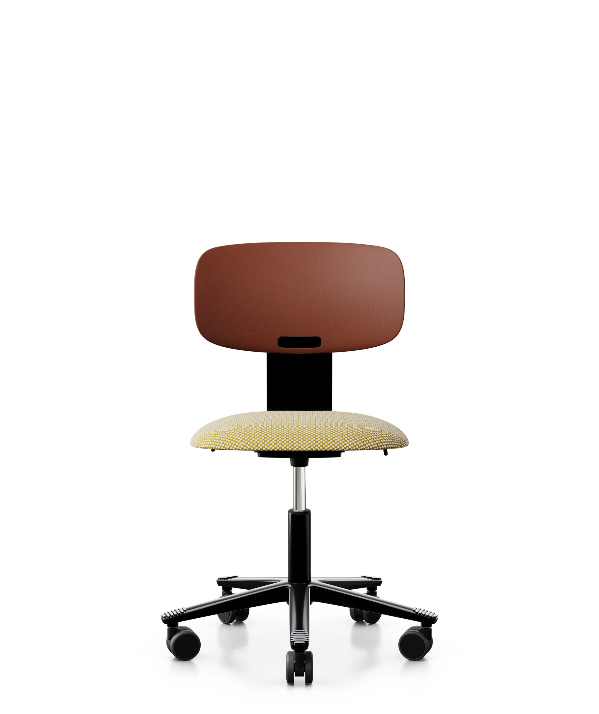 Arbeitsstuhl-Tion-Sitz-gepolstert-kastanie-schwarz-gelb-weiss-bmsofort-1 Homeofficestuhl Tion Sitz gepolstert