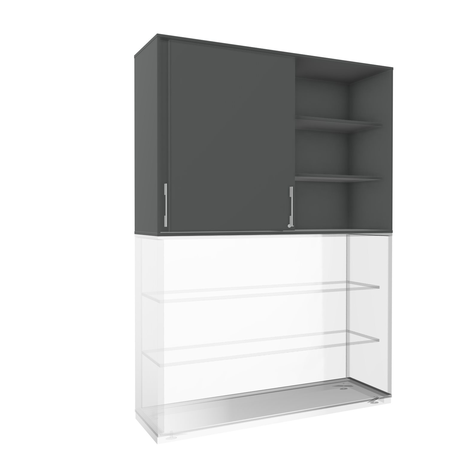 Schiebetürenaufsatz-Oviedo-3OH-Graphit-bmsofort-2 Oviedo Home Schiebetürenschrank