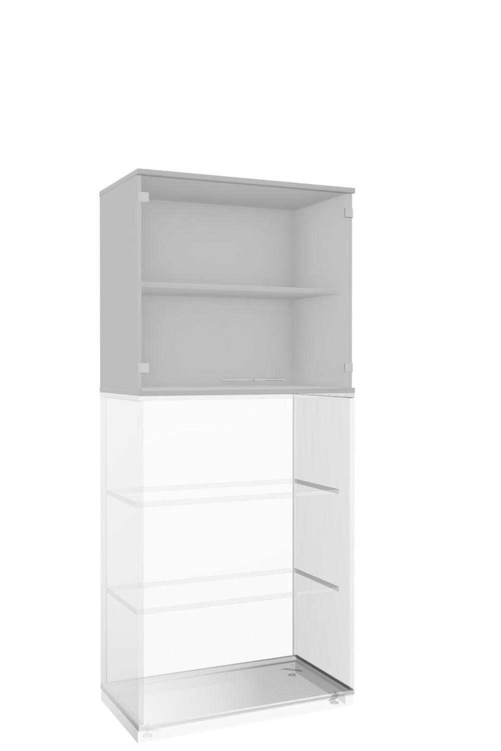 Glasaufsatzschrank-Oviedo-2-OH-Grau-bmsofort-1 Oviedo Vitrinenschrank